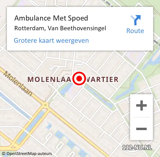 Locatie op kaart van de 112 melding: Ambulance Met Spoed Naar Rotterdam, Van Beethovensingel op 30 mei 2019 10:38