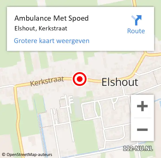 Locatie op kaart van de 112 melding: Ambulance Met Spoed Naar Elshout, Kerkstraat op 30 mei 2019 11:02