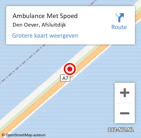 Locatie op kaart van de 112 melding: Ambulance Met Spoed Naar Breezanddijk, Afsluitdijk op 30 mei 2019 11:40