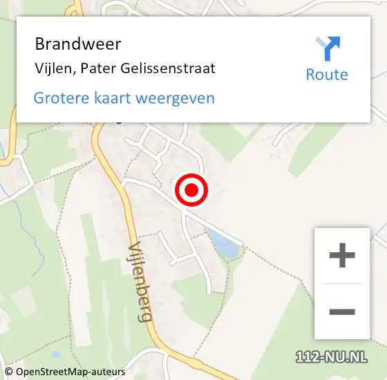 Locatie op kaart van de 112 melding: Brandweer Vijlen, Pater Gelissenstraat op 2 april 2014 18:57