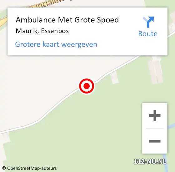 Locatie op kaart van de 112 melding: Ambulance Met Grote Spoed Naar Maurik, Essenbos op 30 mei 2019 12:17