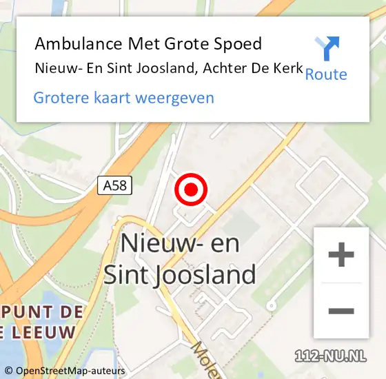 Locatie op kaart van de 112 melding: Ambulance Met Grote Spoed Naar Nieuw- En Sint Joosland, Achter De Kerk op 2 april 2014 18:59