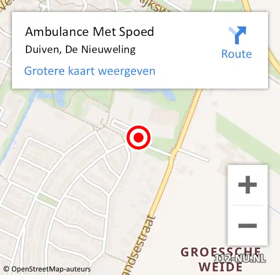 Locatie op kaart van de 112 melding: Ambulance Met Spoed Naar Duiven, De Nieuweling op 30 mei 2019 13:46