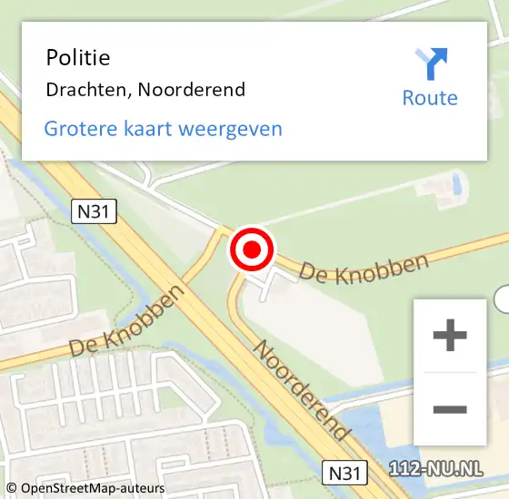 Locatie op kaart van de 112 melding: Politie Drachten, Noorderend op 30 mei 2019 14:06