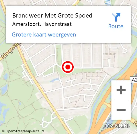 Locatie op kaart van de 112 melding: Brandweer Met Grote Spoed Naar Amersfoort, Haydnstraat op 30 mei 2019 14:40