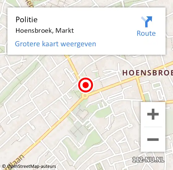 Locatie op kaart van de 112 melding: Politie Hoensbroek, Markt op 30 mei 2019 15:00