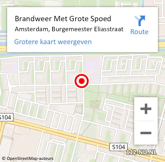 Locatie op kaart van de 112 melding: Brandweer Met Grote Spoed Naar Amsterdam, Burgemeester Eliasstraat op 30 mei 2019 15:38