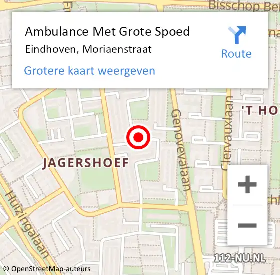 Locatie op kaart van de 112 melding: Ambulance Met Grote Spoed Naar Eindhoven, Moriaenstraat op 30 mei 2019 16:00