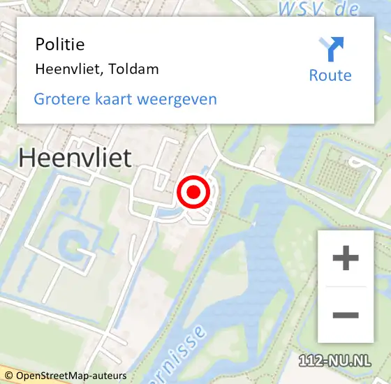 Locatie op kaart van de 112 melding: Politie Heenvliet, Toldam op 30 mei 2019 16:11