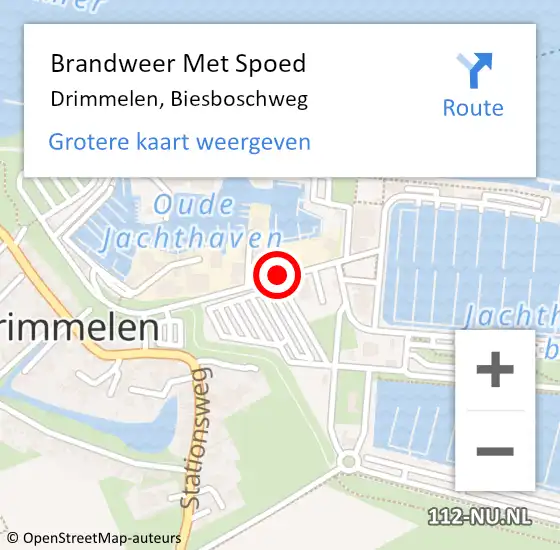 Locatie op kaart van de 112 melding: Brandweer Met Spoed Naar Drimmelen, Biesboschweg op 30 mei 2019 17:11