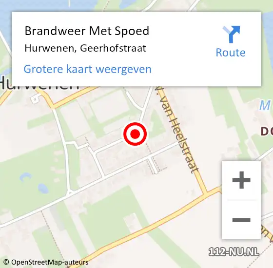 Locatie op kaart van de 112 melding: Brandweer Met Spoed Naar Hurwenen, Geerhofstraat op 30 mei 2019 17:22