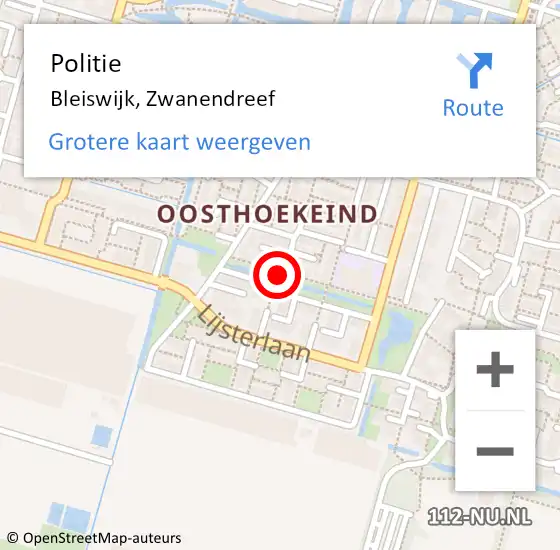 Locatie op kaart van de 112 melding: Politie Bleiswijk, Zwanendreef op 30 mei 2019 20:30