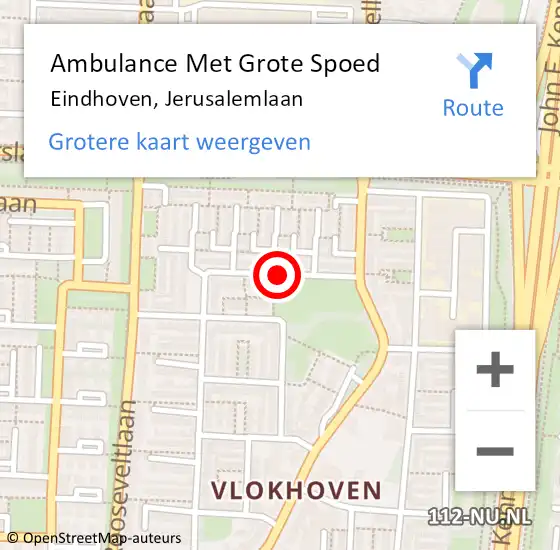 Locatie op kaart van de 112 melding: Ambulance Met Grote Spoed Naar Eindhoven, Jerusalemlaan op 30 mei 2019 21:15