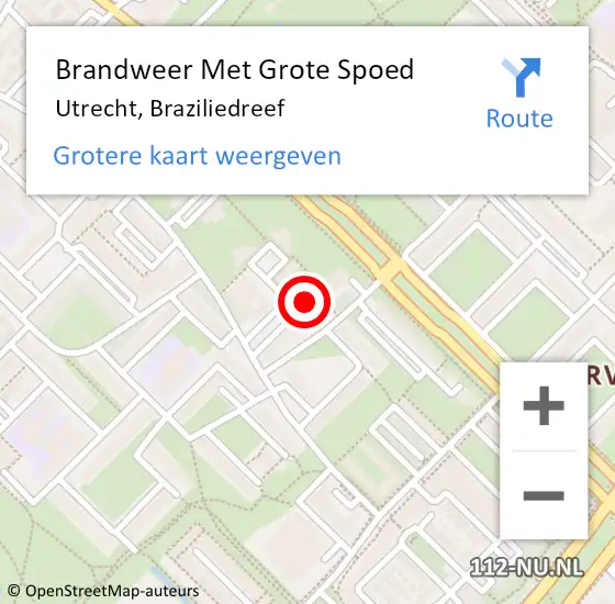 Locatie op kaart van de 112 melding: Brandweer Met Grote Spoed Naar Utrecht, Braziliedreef op 30 mei 2019 21:46