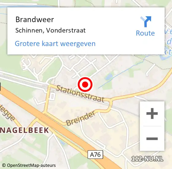 Locatie op kaart van de 112 melding: Brandweer Schinnen, Vonderstraat op 2 april 2014 19:48