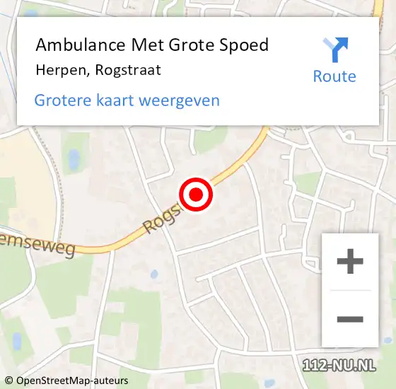 Locatie op kaart van de 112 melding: Ambulance Met Grote Spoed Naar Herpen, Rogstraat op 30 mei 2019 23:58