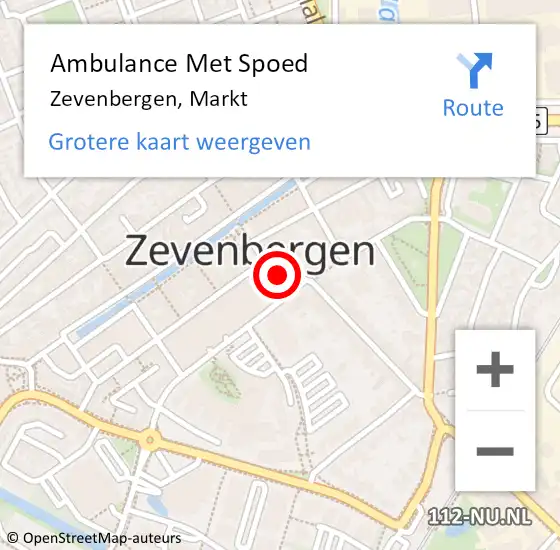 Locatie op kaart van de 112 melding: Ambulance Met Spoed Naar Zevenbergen, Markt op 31 mei 2019 00:31
