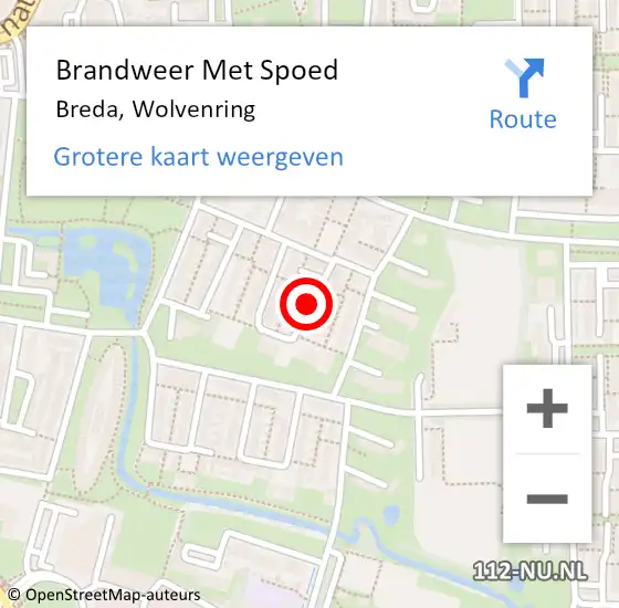 Locatie op kaart van de 112 melding: Brandweer Met Spoed Naar Breda, Wolvenring op 31 mei 2019 00:32