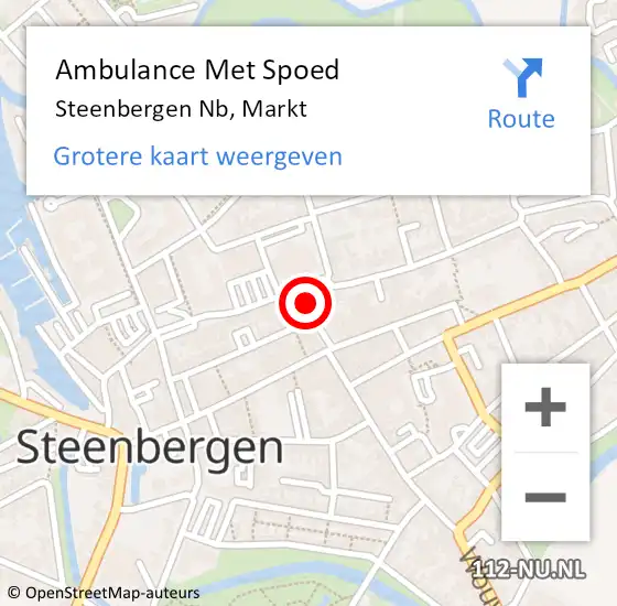 Locatie op kaart van de 112 melding: Ambulance Met Spoed Naar Steenbergen Nb, Markt op 31 mei 2019 01:33