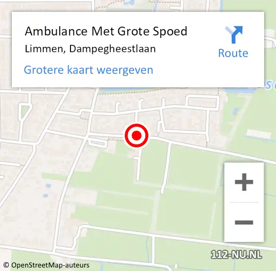 Locatie op kaart van de 112 melding: Ambulance Met Grote Spoed Naar Limmen, Dampegheestlaan op 31 mei 2019 01:34