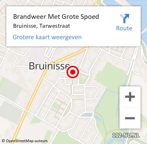 Locatie op kaart van de 112 melding: Brandweer Met Grote Spoed Naar Bruinisse, Tarwestraat op 31 mei 2019 02:00