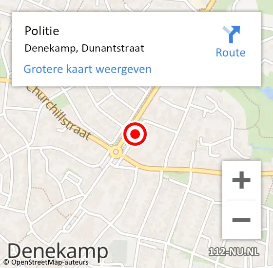 Locatie op kaart van de 112 melding: Politie Denekamp, Dunantstraat op 31 mei 2019 03:06