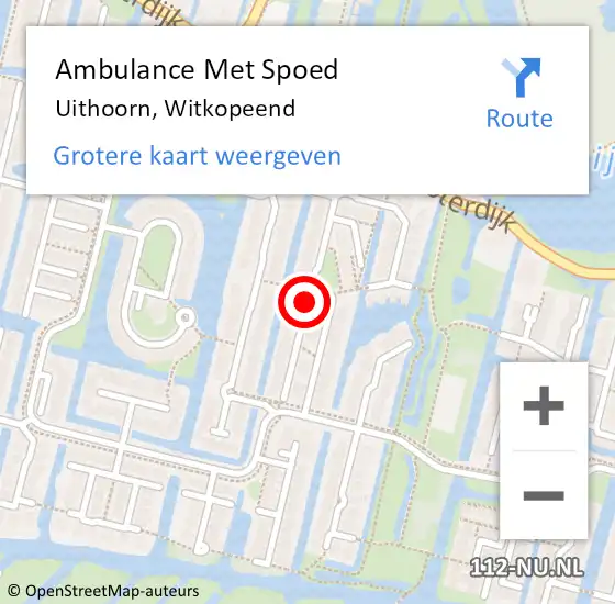 Locatie op kaart van de 112 melding: Ambulance Met Spoed Naar Uithoorn, Witkopeend op 31 mei 2019 04:21