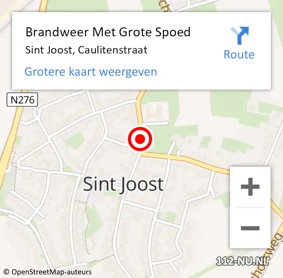 Locatie op kaart van de 112 melding: Brandweer Met Grote Spoed Naar Sint Joost, Caulitenstraat op 31 mei 2019 05:22