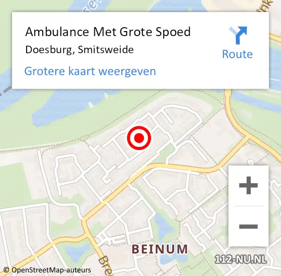 Locatie op kaart van de 112 melding: Ambulance Met Grote Spoed Naar Doesburg, Smitsweide op 31 mei 2019 05:51