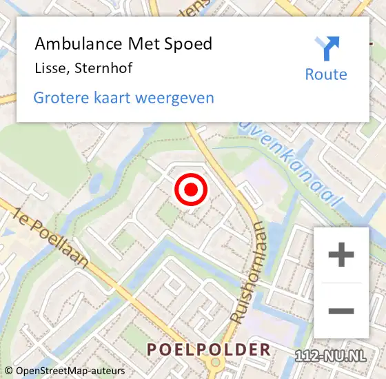 Locatie op kaart van de 112 melding: Ambulance Met Spoed Naar Lisse, Sternhof op 7 september 2013 17:24