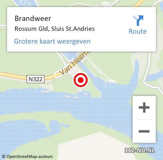 Locatie op kaart van de 112 melding: Brandweer Rossum Gld, Sluis St.Andries op 2 april 2014 20:19