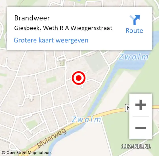 Locatie op kaart van de 112 melding: Brandweer Giesbeek, Weth R A Wieggersstraat op 31 mei 2019 09:31