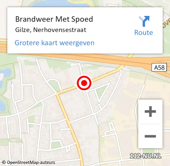 Locatie op kaart van de 112 melding: Brandweer Met Spoed Naar Gilze, Nerhovensestraat op 31 mei 2019 09:46