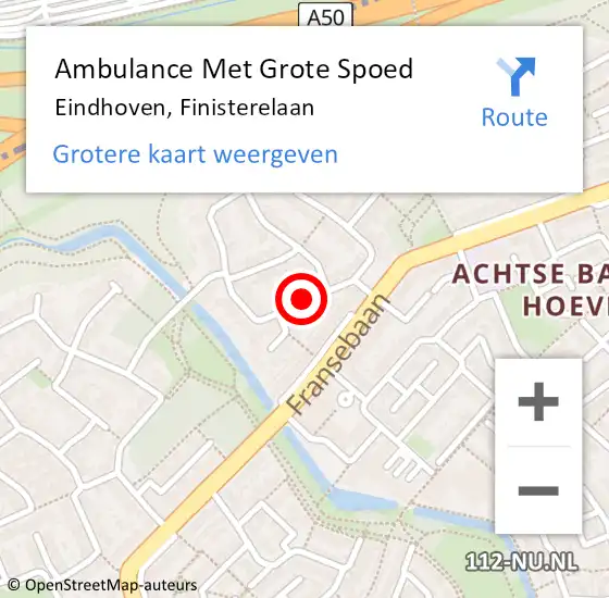 Locatie op kaart van de 112 melding: Ambulance Met Grote Spoed Naar Eindhoven, Finisterelaan op 31 mei 2019 10:08