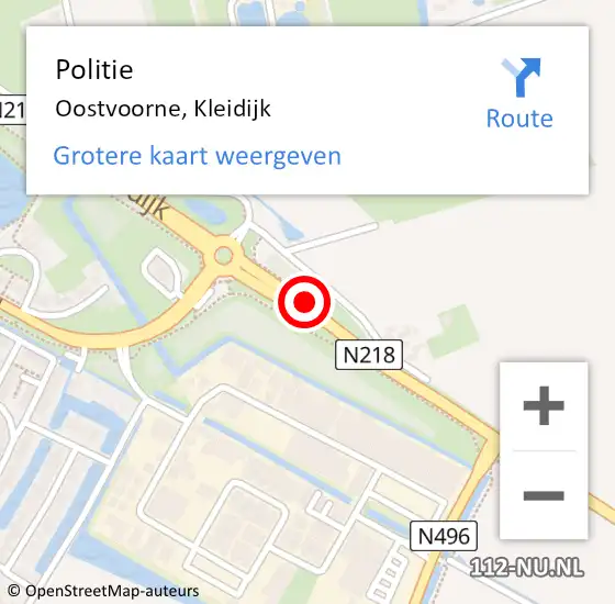 Locatie op kaart van de 112 melding: Politie Oostvoorne, Kleidijk op 31 mei 2019 10:54