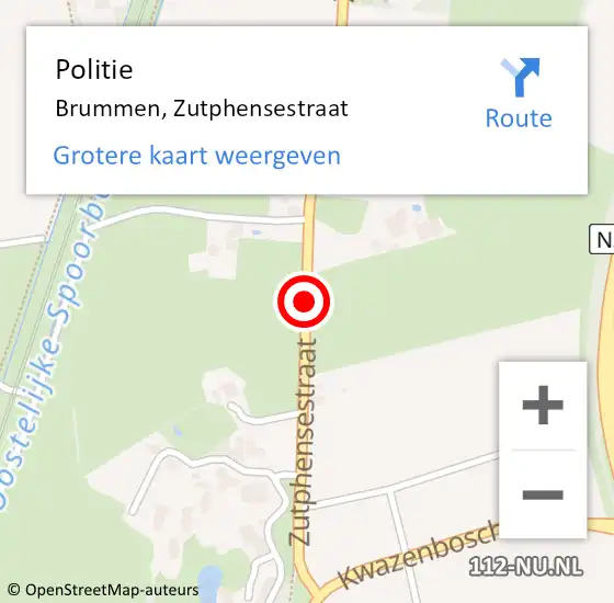 Locatie op kaart van de 112 melding: Politie Brummen, Zutphensestraat op 31 mei 2019 11:32