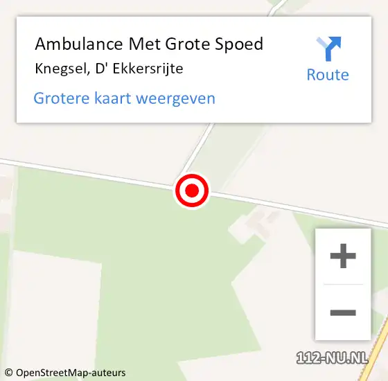 Locatie op kaart van de 112 melding: Ambulance Met Grote Spoed Naar Knegsel, D' Ekkersrijte op 31 mei 2019 11:41