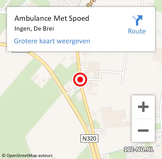 Locatie op kaart van de 112 melding: Ambulance Met Spoed Naar Ingen, De Brei op 31 mei 2019 11:46