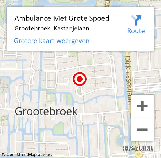 Locatie op kaart van de 112 melding: Ambulance Met Grote Spoed Naar Grootebroek, Kastanjelaan op 31 mei 2019 12:04