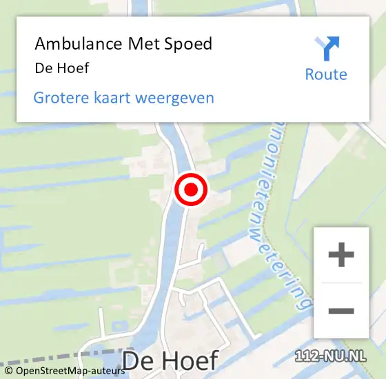 Locatie op kaart van de 112 melding: Ambulance Met Spoed Naar De Hoef op 31 mei 2019 13:00