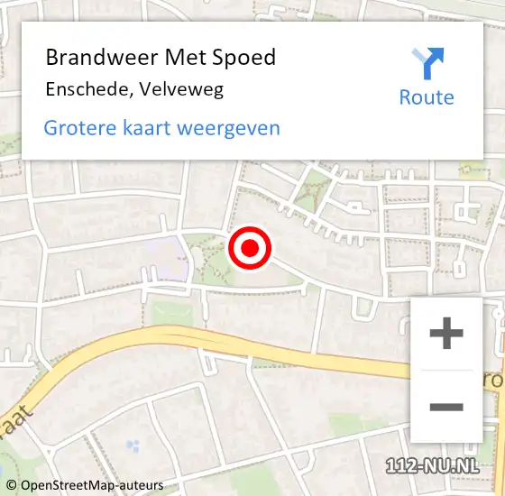 Locatie op kaart van de 112 melding: Brandweer Met Spoed Naar Enschede, Velveweg op 31 mei 2019 13:01