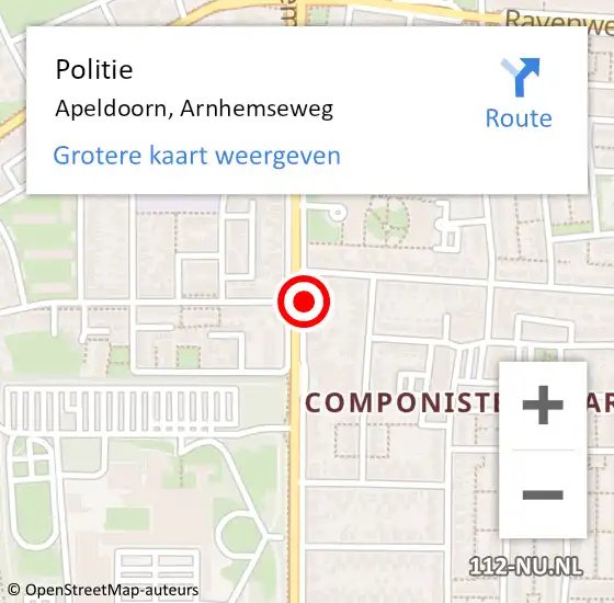Locatie op kaart van de 112 melding: Politie Apeldoorn, Arnhemseweg op 31 mei 2019 13:16