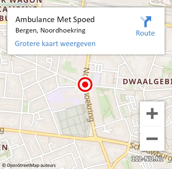 Locatie op kaart van de 112 melding: Ambulance Met Spoed Naar Bergen, Noordhoekring op 31 mei 2019 13:31