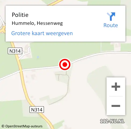 Locatie op kaart van de 112 melding: Politie Hummelo, Hessenweg op 31 mei 2019 13:40