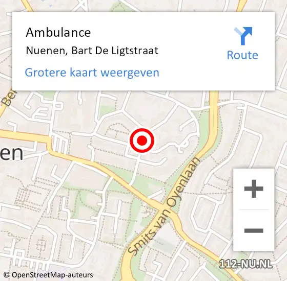 Locatie op kaart van de 112 melding: Ambulance Nuenen, Bart De Ligtstraat op 31 mei 2019 15:18
