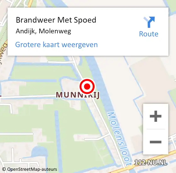 Locatie op kaart van de 112 melding: Brandweer Met Spoed Naar Andijk, Molenweg op 31 mei 2019 15:54