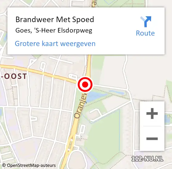 Locatie op kaart van de 112 melding: Brandweer Met Spoed Naar Goes, 'S-Heer Elsdorpweg op 31 mei 2019 15:57