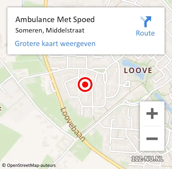 Locatie op kaart van de 112 melding: Ambulance Met Spoed Naar Someren, Middelstraat op 31 mei 2019 15:59