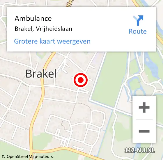 Locatie op kaart van de 112 melding: Ambulance Brakel, Vrijheidslaan op 31 mei 2019 16:01