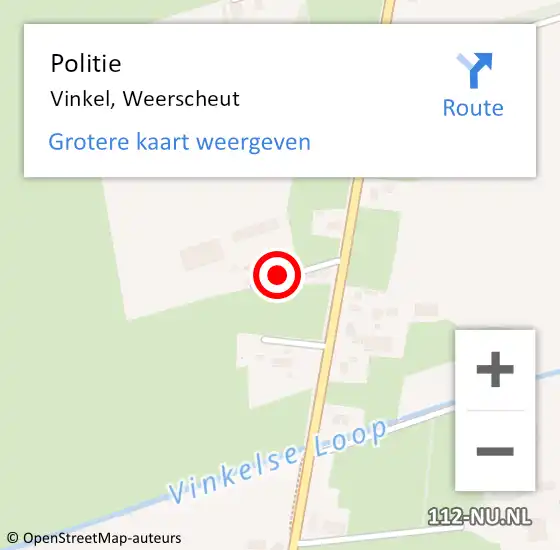 Locatie op kaart van de 112 melding: Politie Vinkel, Weerscheut op 2 april 2014 21:29